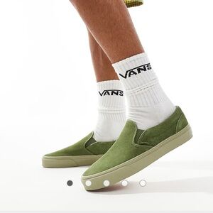 Vans Unisex Elm Green Suede Slip Ons Like New